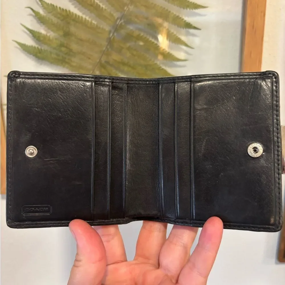 Vintage Coach Glove Tanned Black Leather Kisslock Wallet Coin Purse Frame RARE - Picture 7 of 9
